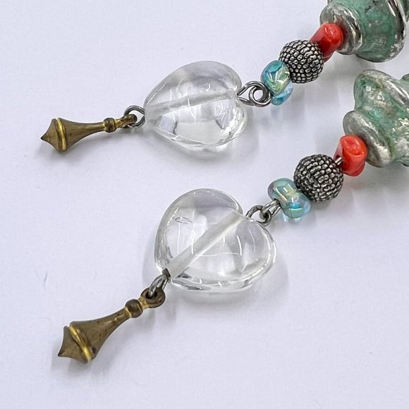 NWOT - Colorful Artisan BOHO Bubble Heart Drop Fishhook Earrings - Picture 5 of 6